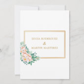 Invitation Élégant cadre floral chic or blanc Nuestra Boda (Dos)