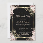 Invitation Élégant cadre Floral Or Boho Flowers Retraite (Devant)