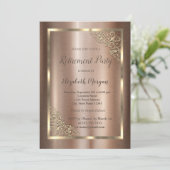 Invitation Elégant cadre Floral Or Retraite Brown (Debout devant)