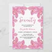 Invitation Elégant cadre floral orchidée rose Anniversaire (Devant)