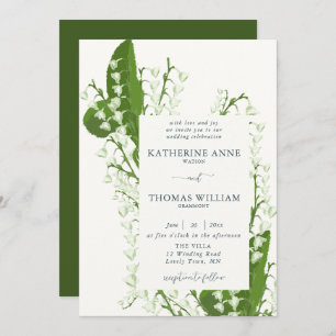 Invitation Élégant cadre floral romantique Lily Valley Mariag