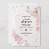 Invitation Elégant cadre floral rose pastel Fancy (Devant)