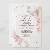Invitation Elégant cadre floral rose pastel Fancy (Devant)