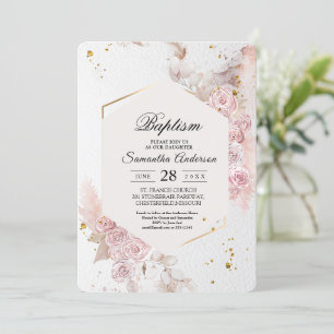Invitation Elégant cadre floral rose pastel Fancy