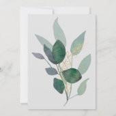 Invitation Elégant cadre géométrique or verdure, Mariage gris (Dos)