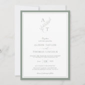 Invitation Elégant cadre Mariage Monogramme Vert Sage (Devant)