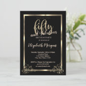 Invitation Elégant cadre or, Black 50th Birthday Party (Debout devant)