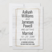 Invitation Élégant cadre or blanc Mariage de typographie bois (Devant)
