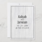 Invitation Élégant cadre or blanc Mariage de typographie bois (Dos)