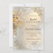 Invitation Elégant cadre or Boho Flowers Fête des mariées (Devant)