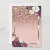 Invitation Elégant cadre or Bourgogne Rose Quinceañera (Dos)