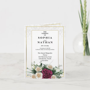 Invitation Élégant cadre or classique Mariage floral