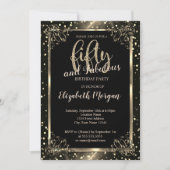 Invitation Elégant cadre Or, Dots 50e anniversaire fête (Devant)