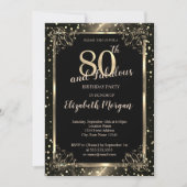 Invitation Elégant cadre or, Dots 80e anniversaire fête (Devant)