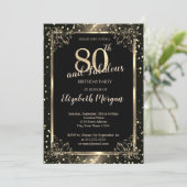 Invitation Elégant cadre or, Dots 80e anniversaire fête (Debout devant)