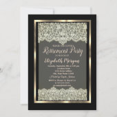 Invitation Élégant cadre Or Lace Retraite (Devant)