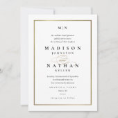 Invitation Elégant cadre or noir et blanc Mariage (Devant)