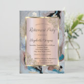 Invitation Elégant Cadre Or, Or Rose, Retraite Marbre (Debout devant)