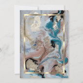 Invitation Elégant Cadre Or, Or Rose, Retraite Marbre (Dos)