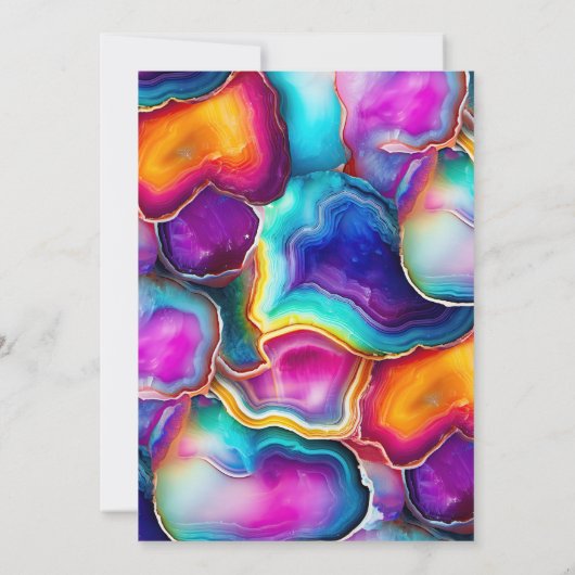 Invitation Elégant cadre or Rainbow Agate Mariage (Dos)