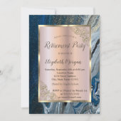 Invitation Elégant cadre or, Retraite de marbre bleu (Devant)
