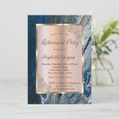Invitation Elégant cadre or, Retraite de marbre bleu (Debout devant)