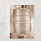 Invitation Elégant cadre or, Retraite de marbre Brown (Devant)