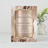 Invitation Elégant cadre or, Retraite de marbre Brown (Debout devant)