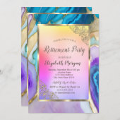 Invitation Elégant cadre or, Retraite de marbre coloré (Devant / Derrière)