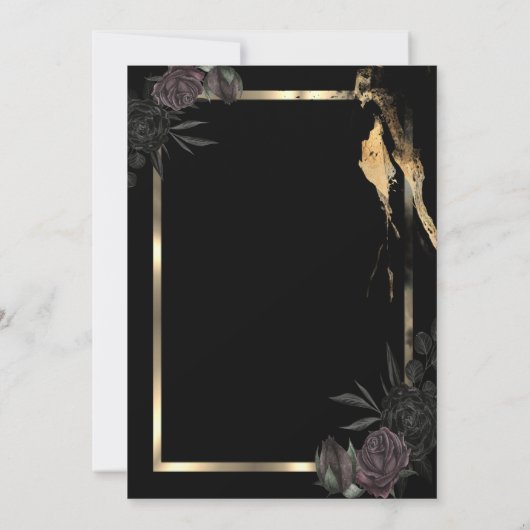 Invitation Elégant cadre or Rose foncé retraite (Dos)