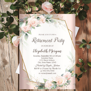 Invitation Elégant cadre Or, Rose, Rose Gold Retraite