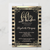 Invitation Elégant cadre or, Stripes 50e anniversaire fête (Devant)