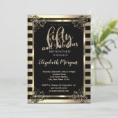 Invitation Elégant cadre or, Stripes 50e anniversaire fête (Debout devant)