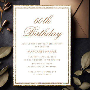 Invitation Elégant cadre Parties scintillant Or 60e Soixante