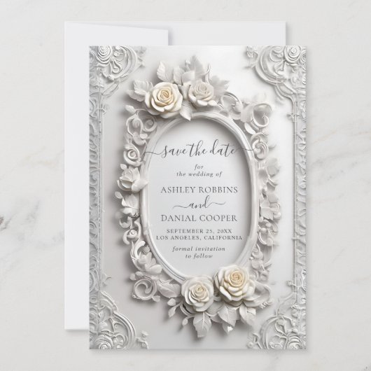 Invitation Élégant Cadre Rose Art Nouveau Enregistrer La Date (Devant)