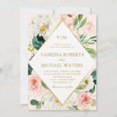 Invitation Élégant cadre rose mariage (Devant)