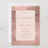 Invitation Elégant cadre rose or rose pâle confirmation (Devant)