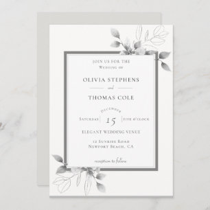 Invitation Elégant cadre rustique Eucalyptus Mariage d'hiver