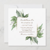Invitation Elégant cadre verdoyant or Mariage moderne (Devant)