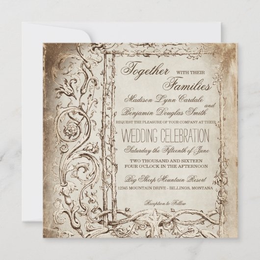 Invitation Elégant cadre victorien Rustique Mariage Invitatio (Devant)