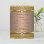 Invitation Elégant café Brown or Damask Diamond Anniversaire (Debout devant)