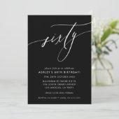 Invitation ELEGANT Calligraphie chic 60e anniversaire noir bl (Debout devant)