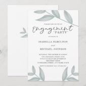 Invitation Élégant calligraphie Fête de fiançailles botanique (Devant / Derrière)