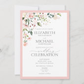 Invitation Élégant calligraphie florale aquarelle rose mariag (Devant)