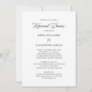 Invitation Élégant Calligraphie Mariage Dîner de répétition N
