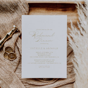 Invitation Élégant Calligraphie Or Répétition Dîner