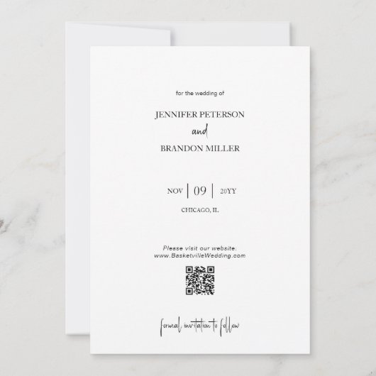 Invitation Élégant calligraphie superposée Enregistrez la dat (Dos)