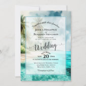 Invitation Élégant Calligraphie Tropicale Plage QR Code Maria (Devant)