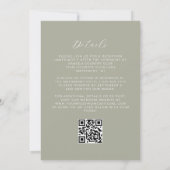 Invitation Élégant Calligraphie Vert Sauge QR Code Mariage (Dos)