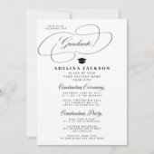 Invitation Elegant calligraphy black and white graduation (Devant)